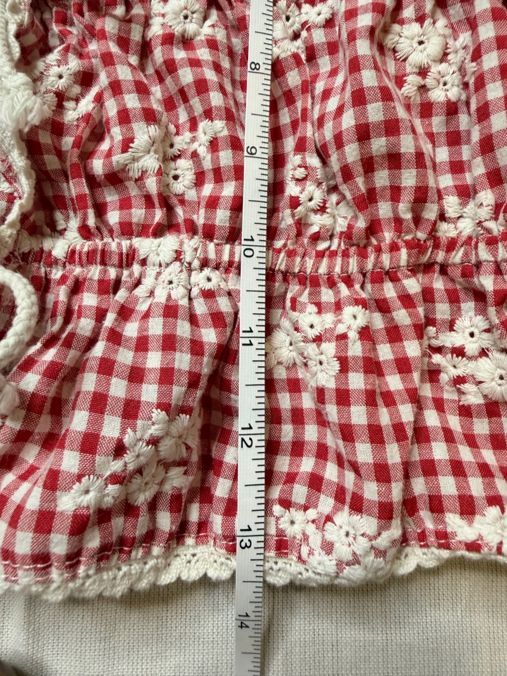 one clothing Red Gingham Tie-Front Puff Sleeve Blouse - Picture 6 of 8